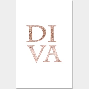 Sparkling rose gold Diva Posters and Art